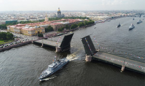 Rehearsal of Russian Navy Day military parade in St Petersburg